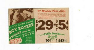 St Louis Missouri Transit Ticket Pass Sep 29 - October 5 1946 Roy Rogers Trigger