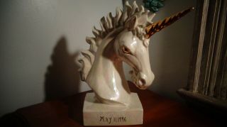 Vintage Unicorn Figurine Horse Book Ends Statue Trojan Porcelain