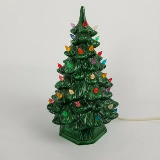 Vintage Holland Mold 12 Inch Green Ceramic Lighted Christmas Tree