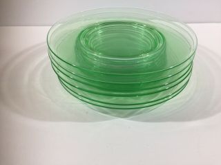 6 Vintage Cambridge Green Depression Glass 8 " Luncheon Plates