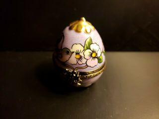 Vintage Limoges Mini Egg Shaped Hinged Box Made Of Highest Quality Porcelain
