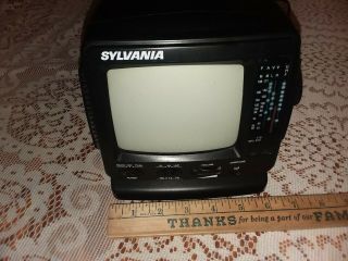 Vintage Sylvania Tiny 5 " B & W Tv With Am / Fm Radio