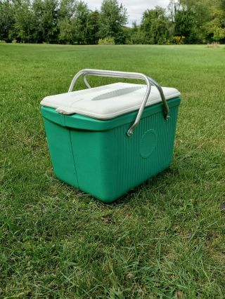 [vintage] Poloron Alpine Cooler Light Teal Green Ice Chest Vacucel Insulated