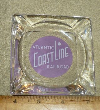 Vintage Atlantic Coastline Railroad / Glass Ashtray / Souvenir Train