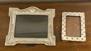 2 Vintage Mexican Ornate Solid Pewter Picture Photo Frames - Mexico 3