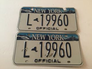 Vintage York State Blue & White Official License Plates