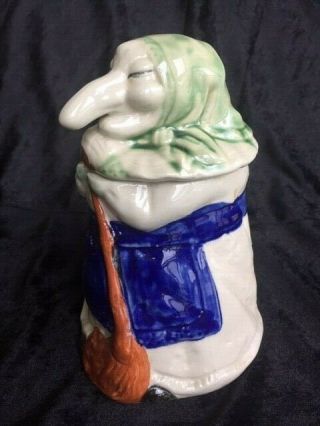 Vintage Ceramic Pottery Norwegian Kitchen Witch " Good Luck " Big Nose Cannister