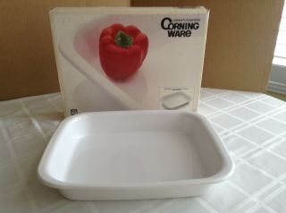 Corning Ware " Vintage 1984 " White 12 1/4 " X 10 1/4 " Open Roster