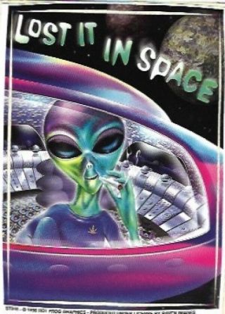 Alien / Lost In Space Sticker,  Vintage 1990s Stock,  Ufo,  Outer Space,  Cannabis