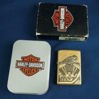 Vintage Harley Davidson Motorcycle Advertising Lighter In Case