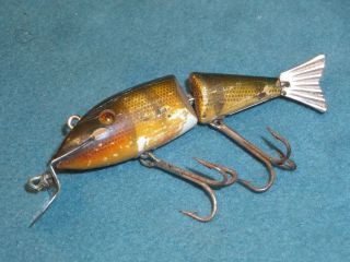 Vintage Wood Wooden Fishing Lure C.  C.  B.  Co.  Wigglefish No.  2400 Perch Color