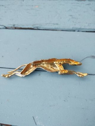 Vintage Costume Jewelry Racing Silk Greyhound Whippet Dog Brooch Pin 2 Goldtone 2