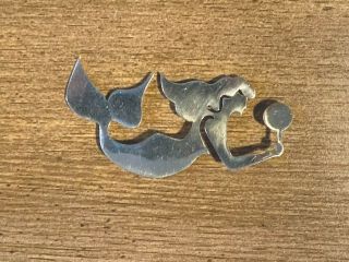 Vintage Jewelry.  925 Sterling Silver Mermaid Brooch Pin