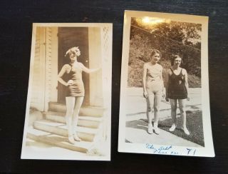 2 Vintage 1920s Photos Of Ladies In Swimsuits