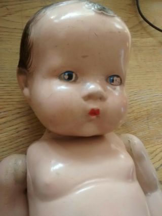 Antique All Composition Baby Toddler Doll Painted Eyes Restore Tlc