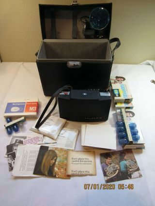 Vintage Polaroid Automatic 250 Land Camera With Case Manuals Bulbs Accessories