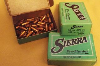 Sierra 30 Cal.  308 Dia.  125 Gr.  Spitzer Rifle Bullets
