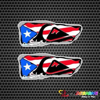 2x Quicksilver Puerto Rico Map With Flag Vinyl Car Stickers Decals