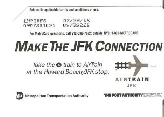 Vintage Nyc Subway Metrocard Airtrain Make The Jfk Connection - Expired 2005 Mta