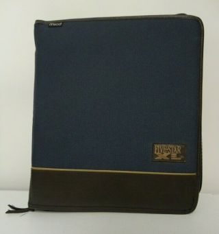 Vintage 5 Five Star Xl Mead Binder Trapper Keeper Leather Zippered 14x12