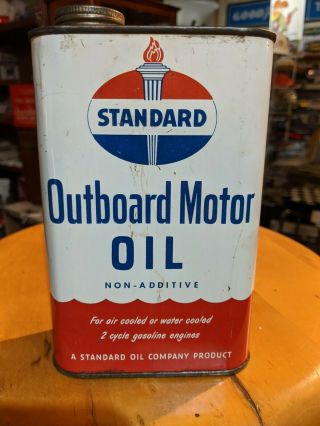Vintage Standard Outboard Motor Oil 1 Quart All Metal Can