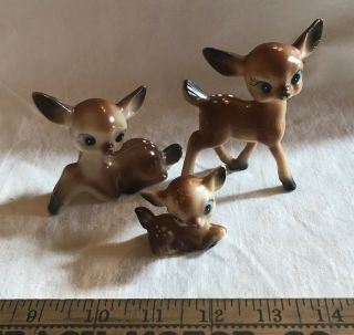 Vintage Celluloid 3 Pc Deer Set With Blue Eyes Made In Hong Kong