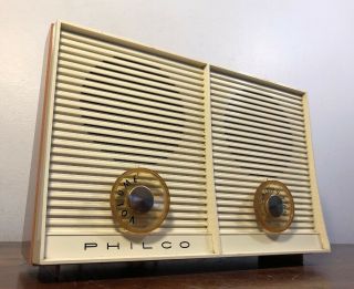 Vintage Philco Twin Speaker Am Tube Radio K852 - 124 Atomic Retro Jetsons