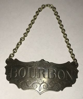 Vintage Stieff Pewter Liquor Bottle/decanter Label Bourbon Approx: 2 1/2”