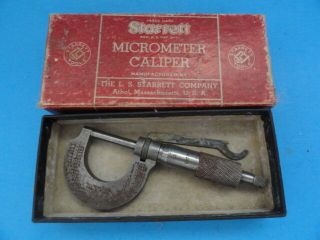 Starrett Micrometer Caliper With Box Vintage