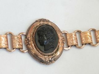 Vintage Cameo Bracelet Jewelry Black Mourning (192c)