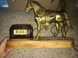 Vintage Television Brass Horse Clock Great
