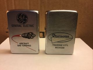 Two (2) Vintage Zippo Lighters: Ge Aircraft & Parsons Aircraft Division