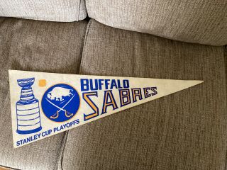 Vintage Nhl Buffalo Sabres 1970’s Stanley Cup Hockey Play - Offs 29” Pennant