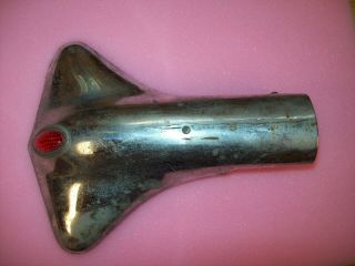Vintage Exhaust Tail Pipe Deflector Tip Cover Shield With Red Reflector