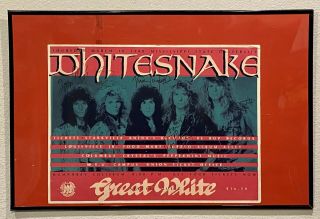 1988 Whitesnake Autographed Poster Concert Vintage All 5 Members