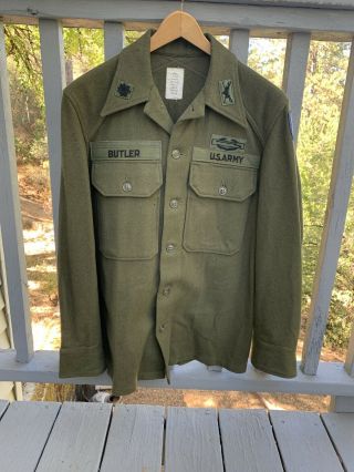 Vintage Us Military Army Wool Shirt Vietnam Era With Tag Fits Mens Small/med