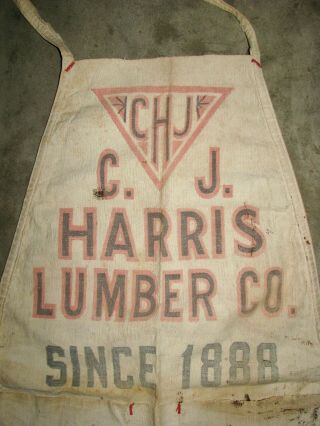 Vintage C.  J.  Harris Lumber Co.  Carpenters Cloth Nail Apron Missouri Since 1888