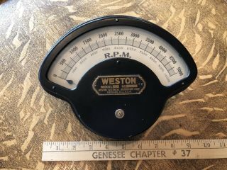 Large Vintage 9 " Weston Model 273 Rpm Gauge Meter Steampunk Ratrod Rat Hot Rod