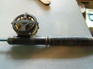 Vintage 7ft 1 Piece Metal Fly Rod With Cage Style Fly Reel