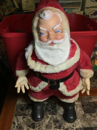 Vintage Large Christmas Santa Claus Rubber Face & Hands Plush Body 22” Height