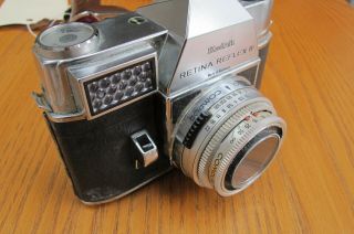 Vintage Kodak Retina Reflex III Camera w/ half leather case 2