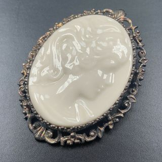 Sterling Lenox China High End Vintage Brooch Pin 2.  2” White Cameo Lot1