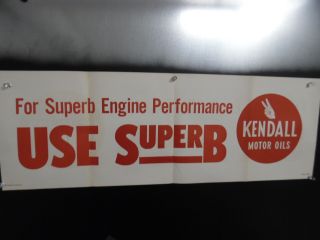 C.  1960s Kendall Motor Oil Paper Banner Sign Vintage 32 " X 11 "