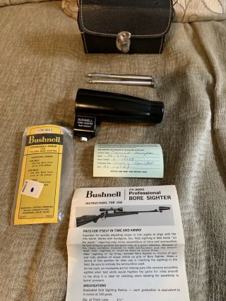 Vintage Bushnell Professional Bore Sighter Rifle Or Hand Gun With Case 74 - 3002