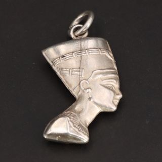 Vtg Sterling Silver - Egyptian Queen Nefertiti Solid Pendant - 6g