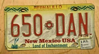 Well 2012 Mexico Auto License Plate " 650 Dan " Nm Daniel Danny Dano