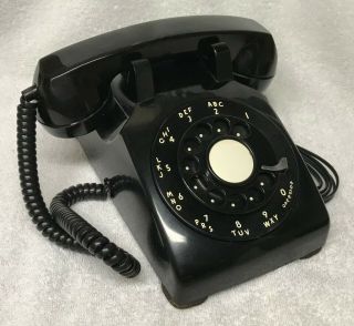 Vintage 1950s Western Electric C/d 500 4 - 57 Black Rotary Dial Desktop Telephone