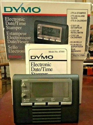 Vintage Esselte Dymo 47000 Electronic Date Time Datemark Stamper In Orig Box