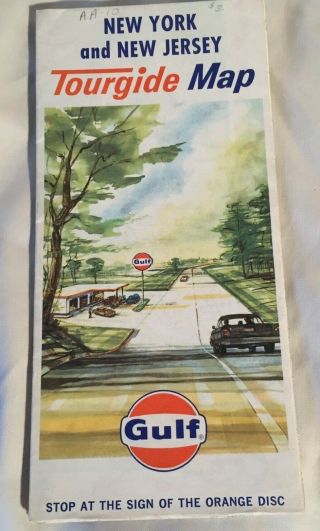 1965 Gulf Oil York & Jersey Vintage Road Map Transportation Travel