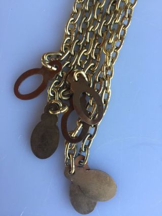 Vintage Set Of 3 Brass Weight Chains Tempus Fugit Grandfather Clock